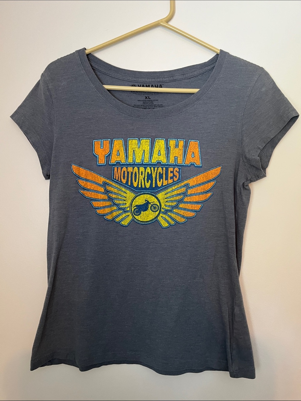 Yamaha Motorcycles Short Sleeve T-Shirt Yellow Orange Wings